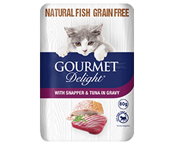 With Snapper & Tuna in Gravy 80g Pouch